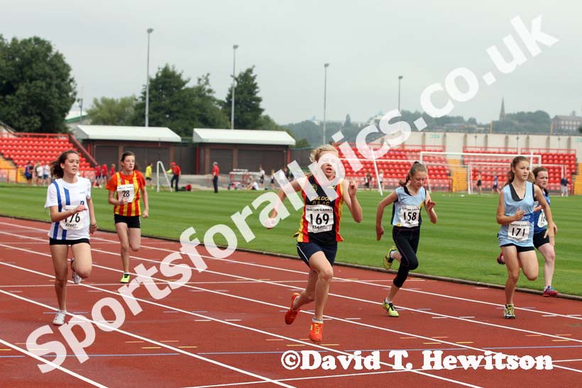 Girls under-13s 100 metres at the Gateshead Tartan Games Open.